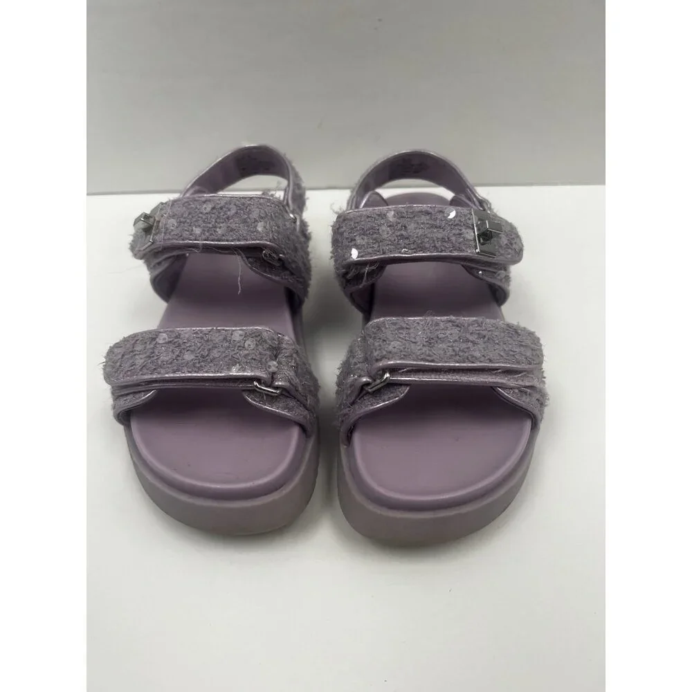 Steve Madden girls Mona flat sandal Sparkle-Covered Sequins Lilac Sz 13